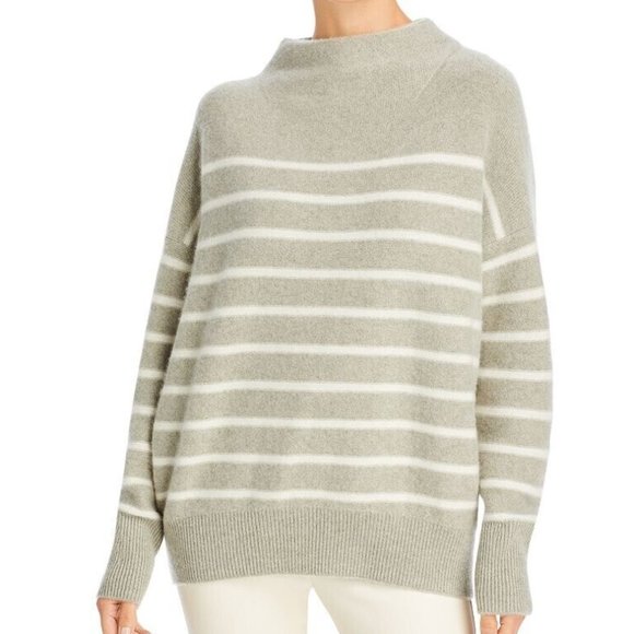 Vince Breton Stripe Boiled Cashmere Funnel Neck $425 NWT - Picture 2 of 8